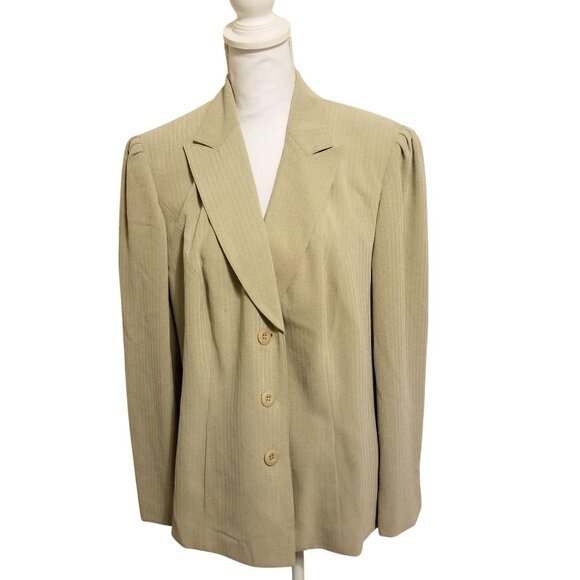 Cato Woman Beige Pinstripe Button-Up Blazer Jacket 18W - Picture 1 of 3